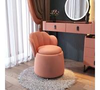 Tabouret de rangement avec dossier et coussin d'assise rembourré - Design roulant pour chambre à coucher et salle de maquillage - Assise élégante avec mobilité et rangement