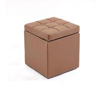 Tabouret de rangement carré en similicuir avec siège rembourré, petit cube et tabouret à langer Marron 30 x 30 x 35 cm