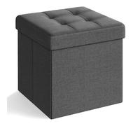 Tabouret de rangement - Collection Mazie - Gris foncé - Pliable - 38 cm - Montage facile
