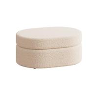 Tabouret de Rangement en Peau d'agneau Banc Ottoman avec charnière de sécurité siège Multifonctionnel Repose-Pieds dissimulé pour Chambre Salon entrée - Ovale (70 x 45 x 41 cm/Blanc)
