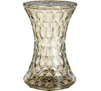 Tabouret de Rangement en Plastique Transparent à DéCoupe Diamant, Marchepied Robuste en Polycarbonate avec Couvercle Ouvrable pour Petits Espaces(Amber)