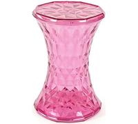 Tabouret de Rangement en Plastique Transparent à DéCoupe Diamant, Marchepied Robuste en Polycarbonate avec Couvercle Ouvrable pour Petits Espaces(Pink)