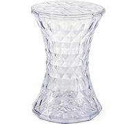 Tabouret de Rangement en Plastique Transparent à DéCoupe Diamant, Marchepied Robuste en Polycarbonate avec Couvercle Ouvrable pour Petits Espaces(White)