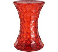 Tabouret de Rangement en Plastique Transparent à DéCoupe Diamant, Marchepied Robuste en Polycarbonate avec Couvercle Ouvrant, Tabouret Lombaire(Red)