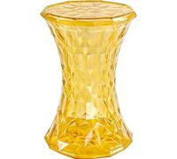 Tabouret de Rangement en Plastique Transparent à DéCoupe Diamant, Marchepied Robuste en Polycarbonate avec Couvercle Ouvrant, Tabouret Lombaire(Yellow)
