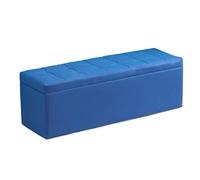 Tabouret de rangement en similicuir - Banc pliable rectangulaire pour salon, chambre à coucher et vestiaire - Jouet et chaussures multifonctions - Bleu - 90 x 40 x 40 cm