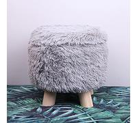 Tabouret de Rangement en Tissu capitonné, Repose-Pieds Rond avec Assise et Pieds en Bois, Petit Tabouret de Rangement pour Salon ou Chambre - Marron 30 x 30 x 30 cm, Gris, 30 x 30