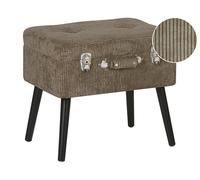 Tabouret de Rangement Moderne Valise Coffre Boutonné en Velours Côtelé Marron Cl