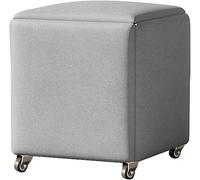 Tabouret De Rangement Multifonction 5 en 1 Magic Cube avec roulettes, Siège Rembourré Amélioré, Cadre en Métal Empilable, Idéal pour La Cuisine Et Le Canapé, Light Grey, 35x35x35 cm