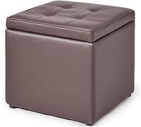 Tabouret de rangement multifonction en cuir, ottomane en bois massif pour un usage domestique, solution d'assise peu encombrante