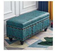 Tabouret De Rangement Ottoman Pliable, Banquette De Rangement, Repose-Pieds Rembourré, Pour Chambre À Coucher, Lit, Table Basse, Siège Rembourré Rectangulaire, Repose-Pieds, Escabeau (Bleu Vert)