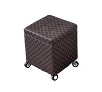 Tabouret De Rangement Petit Pouf Banc À Chaussures À roulettes Repose-Pieds Cubique avec Rangement pour Salon Chambre Dortoir(Checkered,23.6" x 15.7" x 18.1")