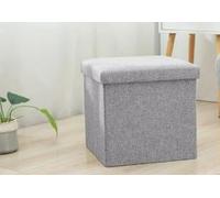 Tabouret de Rangement Pliable 32cm - Pouf Carré avec Coffre de Rangement, Repose-Pieds Cube, Charge Jusqu’à 100 kg - Gris, Idéal pour Salon, Chambre, Entrée