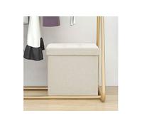 Tabouret de rangement pliable Blanc crème Faux lin338764