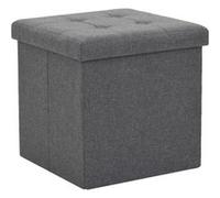 Vidaxl Tabouret De Rangement Pliable Gris Foncé Faux Lin Gris