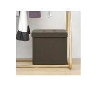 Tabouret de rangement pliable Marron foncé Faux lin