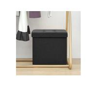 Tabouret de rangement pliable Noir Faux lin