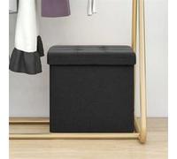 Tabouret de rangement pliable Noir Faux lin Noir G