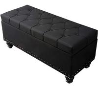 Tabouret de rangement pliable, repose-pieds rembourré avec grand espace de rangement, en cuir synthétique, pieds robustes, tabouret à langer multifonction pour usage domestique, 100 x 40 x 45 cm