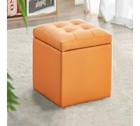 Tabouret de rangement pliable - Tabouret bas multifonction en cuir pour salon, table basse et étagère avec couvercle d'ouverture