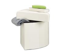 Relaxdays Tabouret avec rangement pouf pliant pliable rembourré couvercle repose-pieds HxlxP: 38 x 38 x 38 cm, blanc