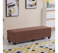 Tabouret de rangement rembourré avec serrure - Grande base en bois rectangulaire - Banc à langer élégant - Protection de l'intimité pour chambre à coucher