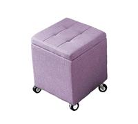 Tabouret De Rangement Repose-Pieds Bout De Lit Cubique avec Rangement roulettes pour Salon Chambre Entrée Coton Et Lin(Purple,23.6" x 15.7" x 18.1")