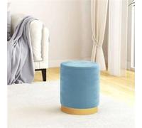 Tabouret de rangement rond Bleu clair Velours Bleu