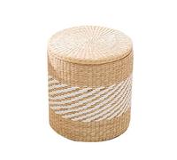 Tabouret de rangement rond en rotin tissé fait à la main pour maquillage et décoration d'intérieur, cadeau unique de pendaison de crémaillère