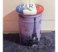 Tabouret de rangement rustique en cuir synthétique, table d'appoint ronde en métal pour le salon, peut également servir de repose-pieds et de boîte à jouets