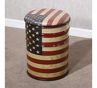 Tabouret de rangement rustique en cuir synthétique, table d'appoint ronde en métal pour le salon, peut également servir de repose-pieds et de boîte à jouets