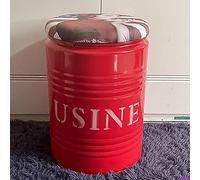 Tabouret de rangement rustique en cuir synthétique, table d'appoint ronde en métal pour le salon, peut également servir de repose-pieds et de boîte à jouets