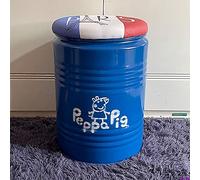 Tabouret de rangement rustique en cuir synthétique, table d'appoint ronde en métal pour le salon, peut également servir de repose-pieds et de boîte à jouets