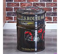 Tabouret de rangement rustique en cuir synthétique, table d'appoint ronde en métal pour le salon, peut également servir de repose-pieds et de boîte à jouets