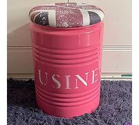 Tabouret de rangement rustique en cuir synthétique, table d'appoint ronde en métal pour le salon, peut également servir de repose-pieds et de boîte à jouets