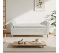 Tabouret de rangement - Style scandinave - Avec coffre de rangement hydraulique - Adapté aux salons ou aux chambre à coucher - Blanc