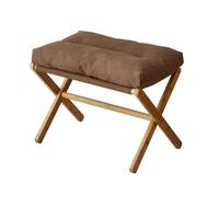 Tabouret de repliage rembourré Pliant, Tabouret de canapé avec des Jambes en Bambou x et Un Coussin en Mousse épais, sous Le Record de Pied rembourré en Bois Brown,53x33cm