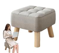 Tabouret De Repos De Pied Rond De 30 Cm Rond Tissu en Tissu Rembourré Pouf Pouf Pouf avec des Jambes en Bois Non Salides