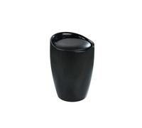 WENKO Tabouret Panier à Linge, Coffre à Linge et Tabouret Salle de Bain Candy, Coussin Amovible, Noir, 20 litres, Ø 36x50,5 cm