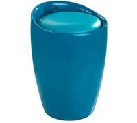 Wenko Tabouret de salle de bain / poubelle à linge Candy bleu pétrole