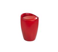 WENKO Tabouret Panier à Linge, Coffre à Linge et Tabouret Salle de Bain Candy, Coussin Amovible, Rouge, 20 litres, Ø 36x50,5 cm