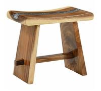 Tabouret de salle de bain en bois naturel - vidaXL - Naturel - 50x30x45 cm - Incrustation en polyrésine - Siège épais