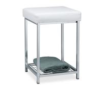 relaxdays Tabouret rembourré, Petit siège, carré, Repose-Pieds avec Rangement, Salle de Bain, HLP 47 x 33 x 33 cm, Blanc
