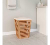 Tabouret de Salle de Bain Siège Panier à Linge Bois Massif de Noyer vidaXL