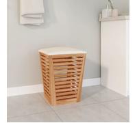 Tabouret de salle de bain - vidaXL - Bois de noyer - Rangement intégré - Coussin confortable
