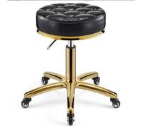 Tabouret de salon de beauté pivotant réglable avec base en acier inoxydable pour tatoueurs spa noir huileux