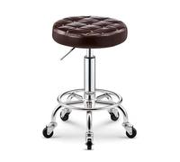 Tabouret de salon de massage pivotant avec repose-pieds, tabouret rond à roulettes, chaise de spa de beauté, tabouret de bar en cuir PU à hauteur réglable for coiffure, manucure, tatouage, barbier, co