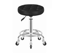 Tabouret de salon de massage pivotant avec repose-pieds, tabouret rond à roulettes, chaise de spa de beauté, tabouret de bar en cuir PU à hauteur réglable for coiffure, manucure, tatouage, barbier, co