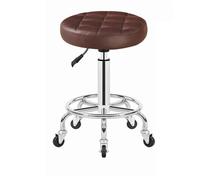 Tabouret de salon de massage pivotant avec repose-pieds, tabouret rond à roulettes, chaise de spa de beauté, tabouret de bar en cuir PU à hauteur réglable for coiffure, manucure, tatouage, barbier, co