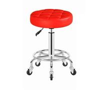 Tabouret de salon de massage pivotant avec repose-pieds, tabouret rond à roulettes, chaise de spa de beauté, tabouret de bar en cuir PU à hauteur réglable for coiffure, manucure, tatouage, barbier, co